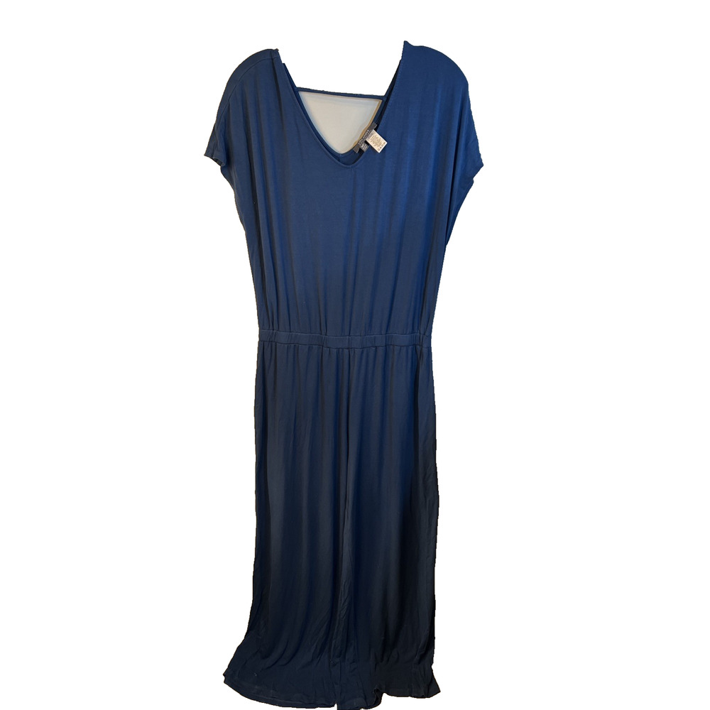 Lisa Rinna Petite Medium Pant Romper Blue Phoenix Wide Leg Short Sleeve